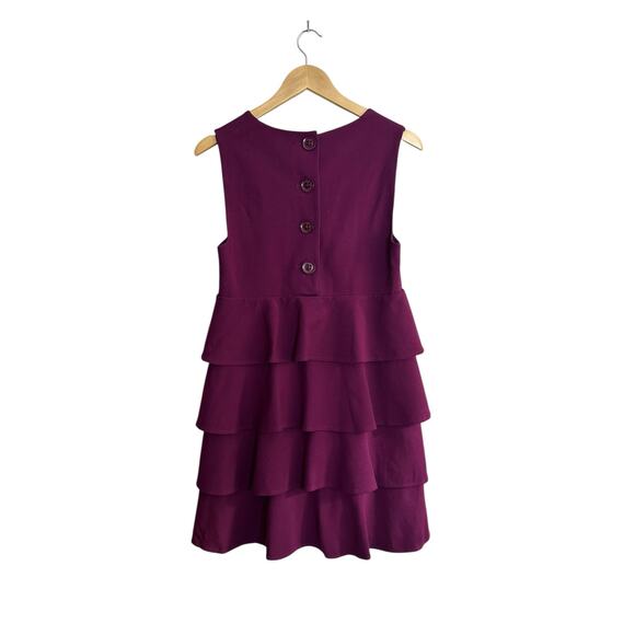 THEORY Cupid Prosema Selma Tiered Ruffle Skirt Button Back Tank Plum Dress Small - Picture 7 of 10